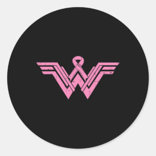 Superhero Pink Ribbon Breast Cancer Awareness Mum Classic Round Sticker
