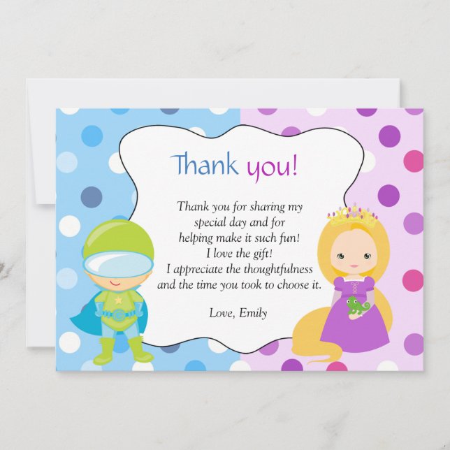 Superhero Princess Thank You Note Card (Front)