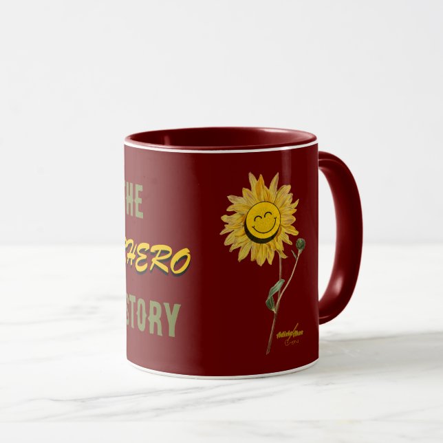 Superhero Red Mug by Poet Adiela Akoo (Front Right)