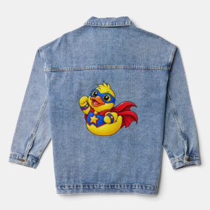 Superhero Rubber Duck Cartoon Hero Denim Jacket