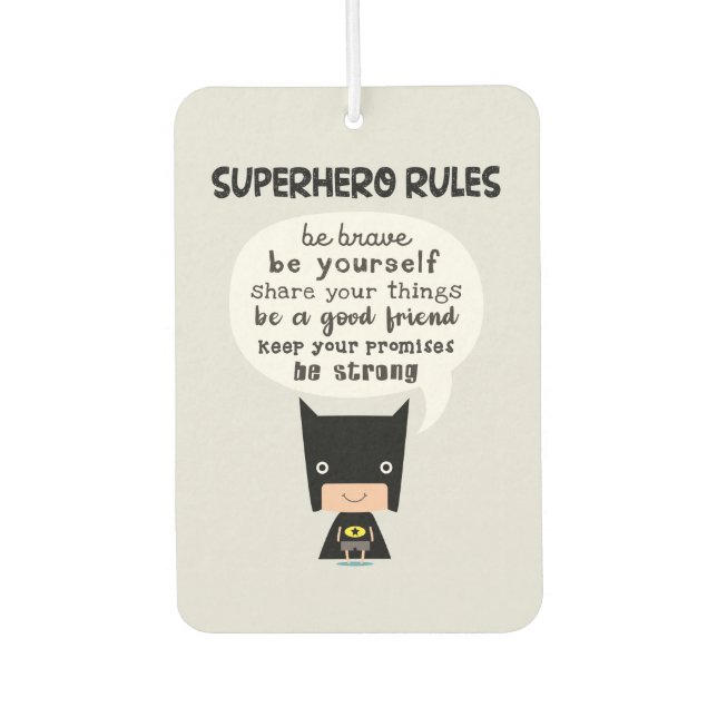 Superhero Rules Car Air Freshener (Front)