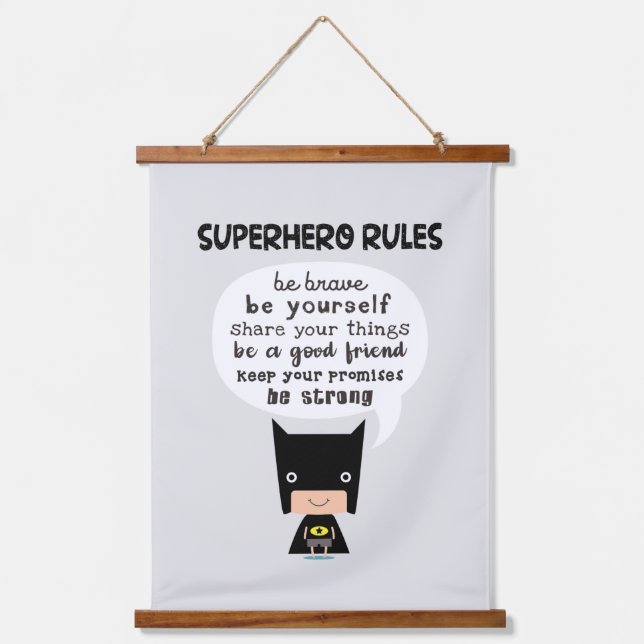 Superhero Rules Hanging Tapestry (Front)