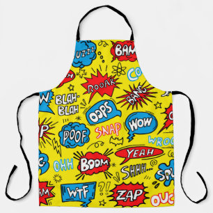Superhero Saga: Cute Comic Patterns Apron
