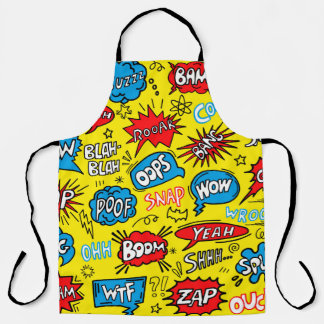 Superhero Saga: Cute Comic Patterns Apron