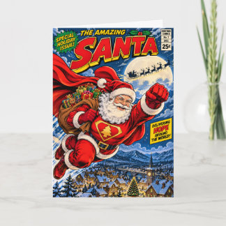 Superhero Santa Christmas Card | Funny Comic Book