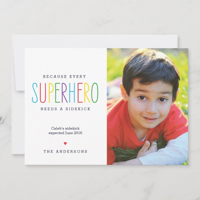 Superhero Sibling Pregnancy Announcement (Front)