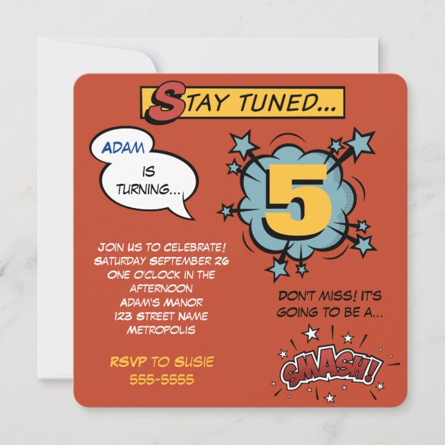 Superhero Smash! Invitation (Front)