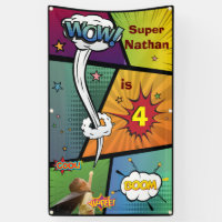 Superhero Snazzy Hip Birthday Speech Bubble Sign