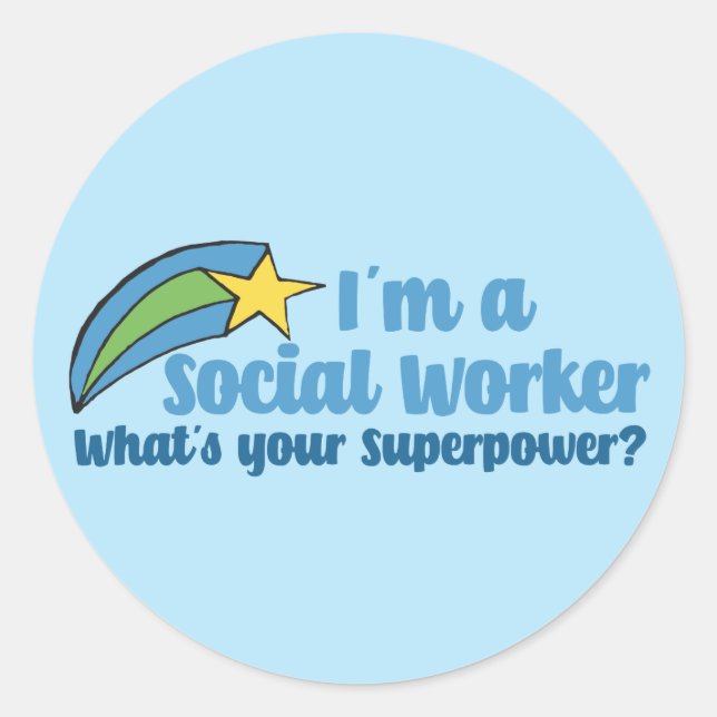 Superhero Social Worker Classic Round Sticker (Front)