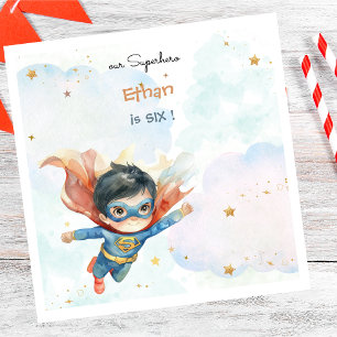 Superhero superboy kids birthday napkin