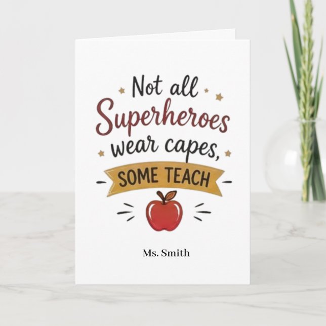 Superhero Teacher Personalised Card (Front)