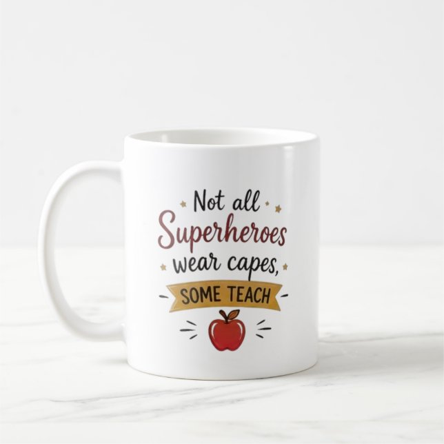 Superhero Teacher Personalised Coffee Mug (Left)