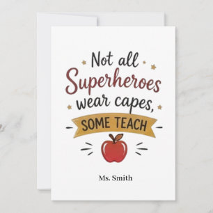 Superhero Teacher Personalised Thank You Card