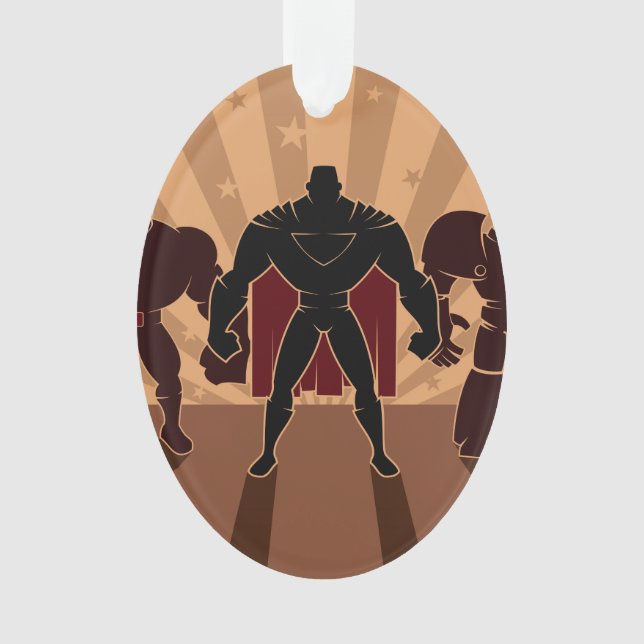 Superhero Team Silhouettes Ornament (Front)