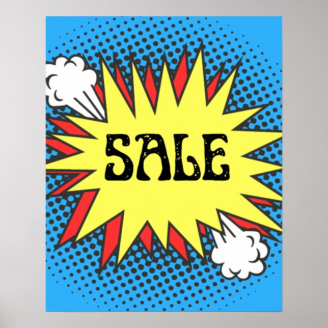 Superhero Theme Sale Sign, Sale Poster, Retro Poster (Front)