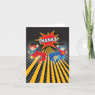 Superhero   Twins Thank You Card