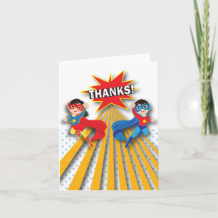 Superhero   Twins Thank You Card