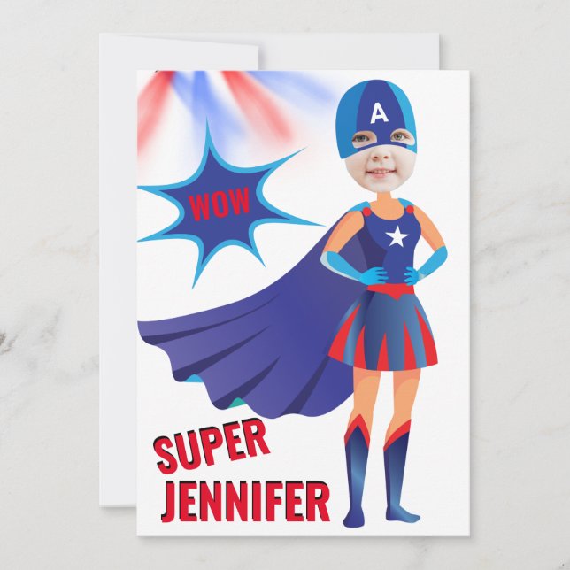 Superhero USA Stunning Girl Amazing Birthday Invitation (Front)