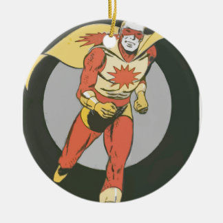 Superhero with Blast Symbol running Ceramic Tree Decoration