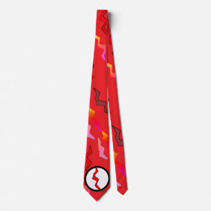 Superhero Yellow Red Pin Lightning Bolts Halloween Tie