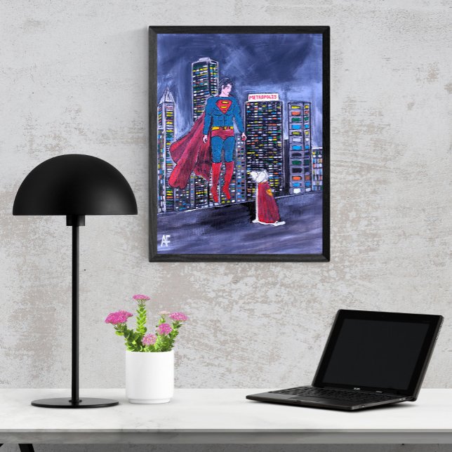 Superheroes Best Friend Painting by Alfred Fox Canvas Print (Not Actual Size)