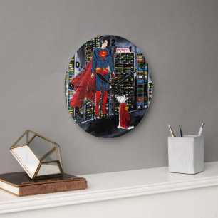 Superheroes Best Friend Painting by Alfred Fox Large Clock