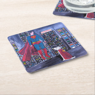 Superheroes Best Friend Painting by Alfred Fox Square Paper Coaster