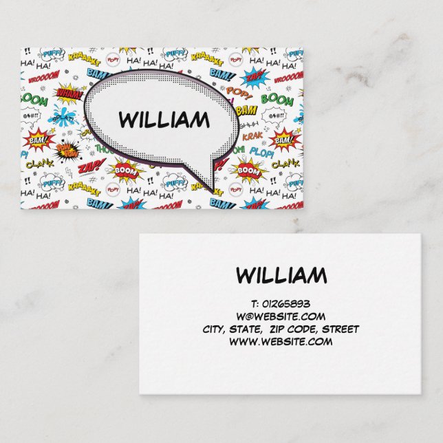 Superheroes Comics Pattern Business Card (Front/Back)