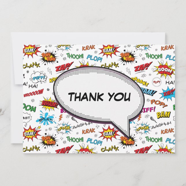 Superheroes Comics Pattern Thank You Card (Front)