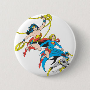Superheroines Leap 6 Cm Round Badge