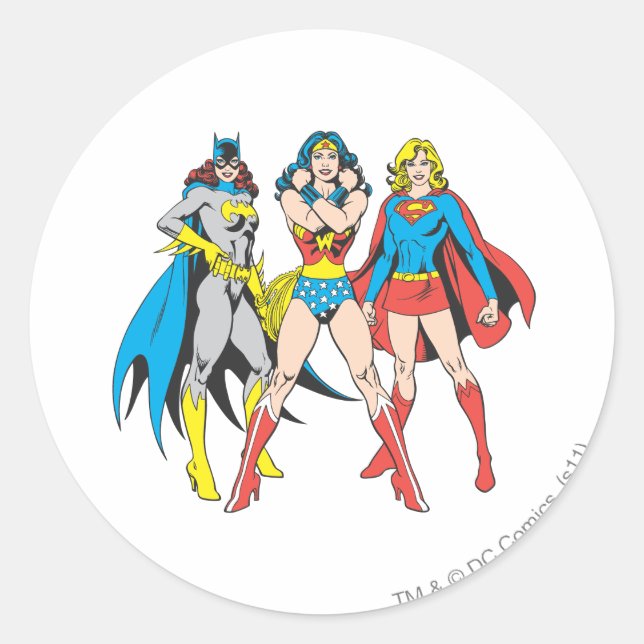 Superheroines Pose Classic Round Sticker (Front)