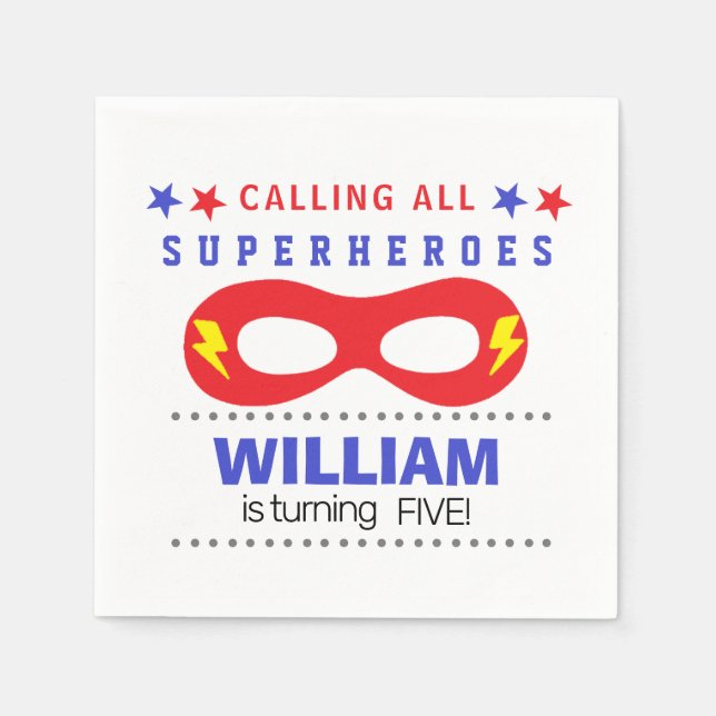Superheros Party Happy Birthday  Napkin (Front)