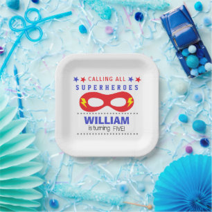 Superheros Party Happy Birthday  Paper Plate