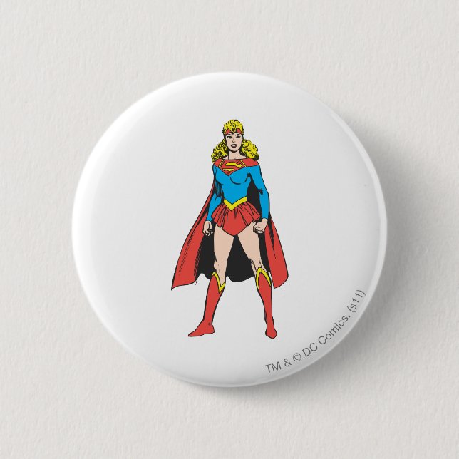 Superigirl Stands 6 Cm Round Badge (Front)