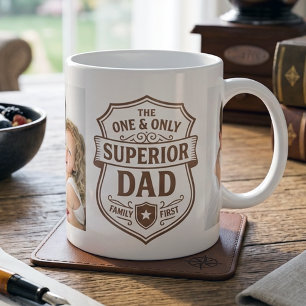 Superior Dad Family Photo Emblem Brown  Large Coffee Mug