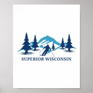Superior Wisconsin Ski Resort Skiing Skier Poster