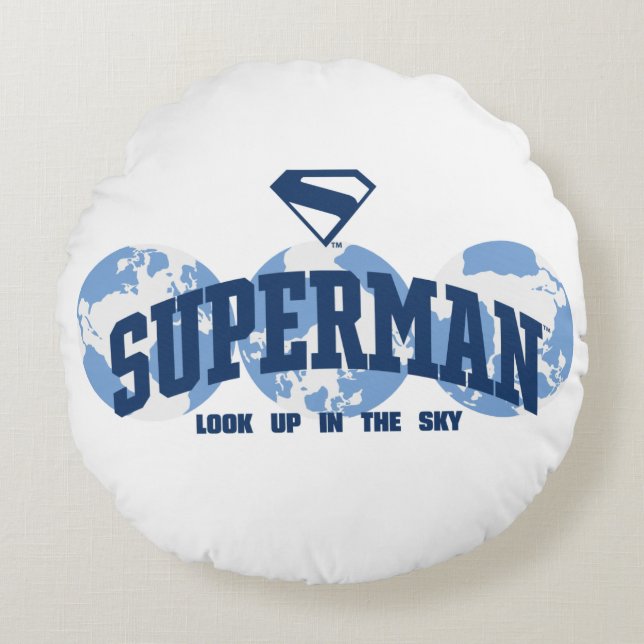 Superman Across the Globe Round Cushion (Front)