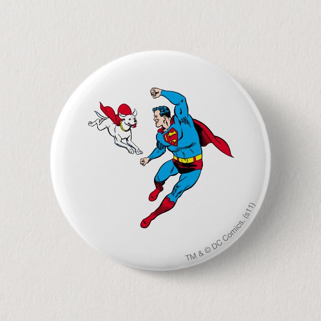 Superman and Krypto 2 6 Cm Round Badge (Front)