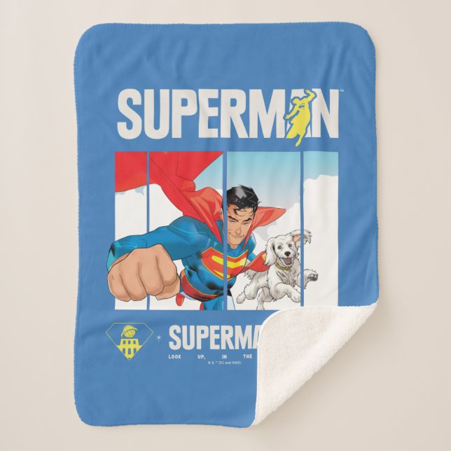Superman and Krypto Take Flight Sherpa Blanket (Front)