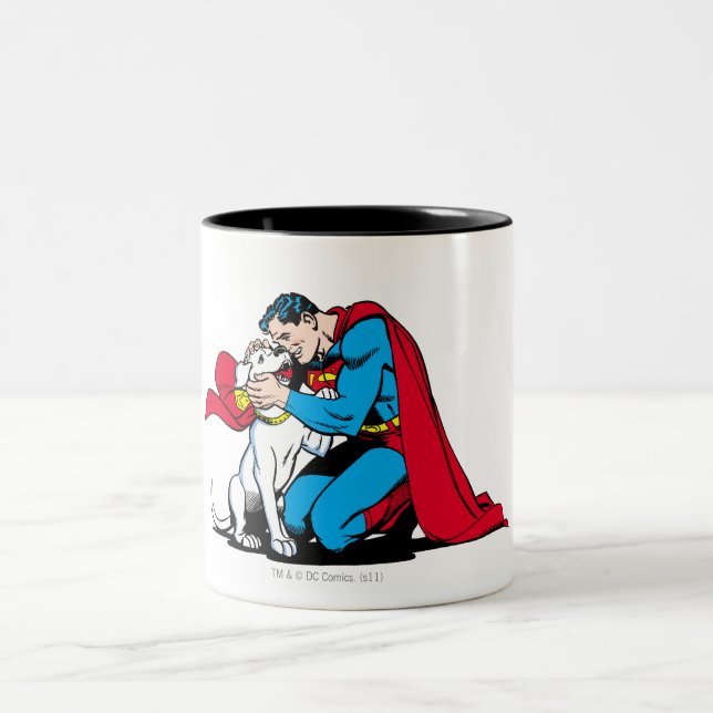 Superman and Krypto Two-Tone Coffee Mug (Center)