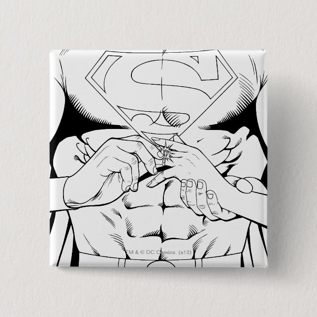 Superman Black and White 3 15 Cm Square Badge (Front)
