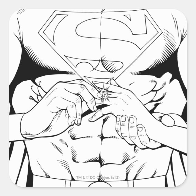 Superman Black and White 3 Square Sticker (Front)