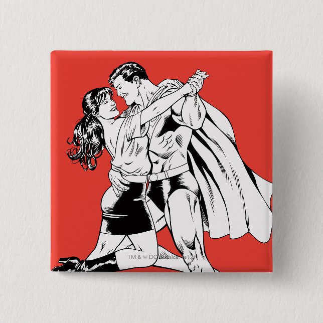 Superman Black and White 4 15 Cm Square Badge (Front)