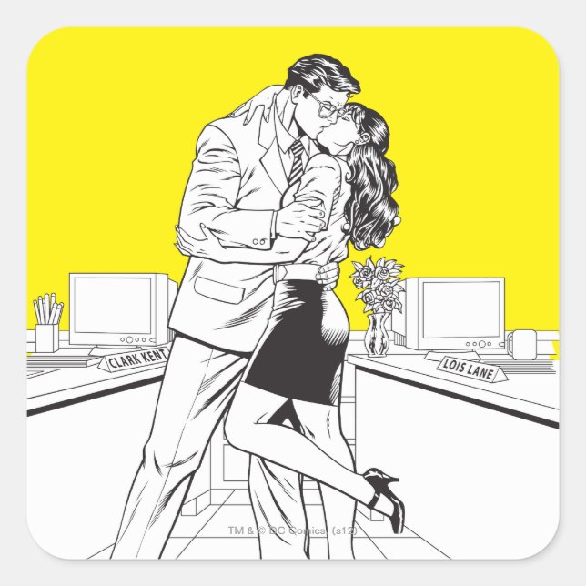 Superman Black and White 5 Square Sticker (Front)