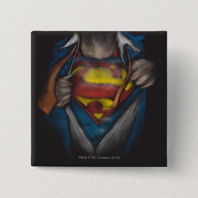 Superman | Chest Reveal Sketch Colourized 15 Cm Square Badge (Front)