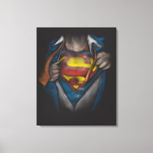Superman   Chest Reveal Sketch Colourized Canvas Print