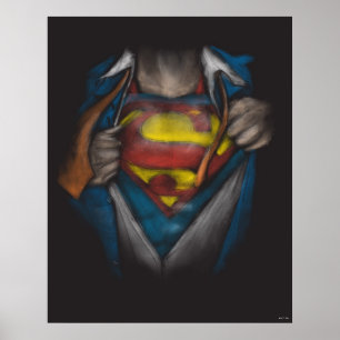 Superman   Chest Reveal Sketch Colourized Poster