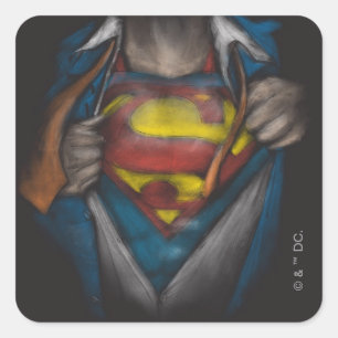 Superman   Chest Reveal Sketch Colourized Square Sticker