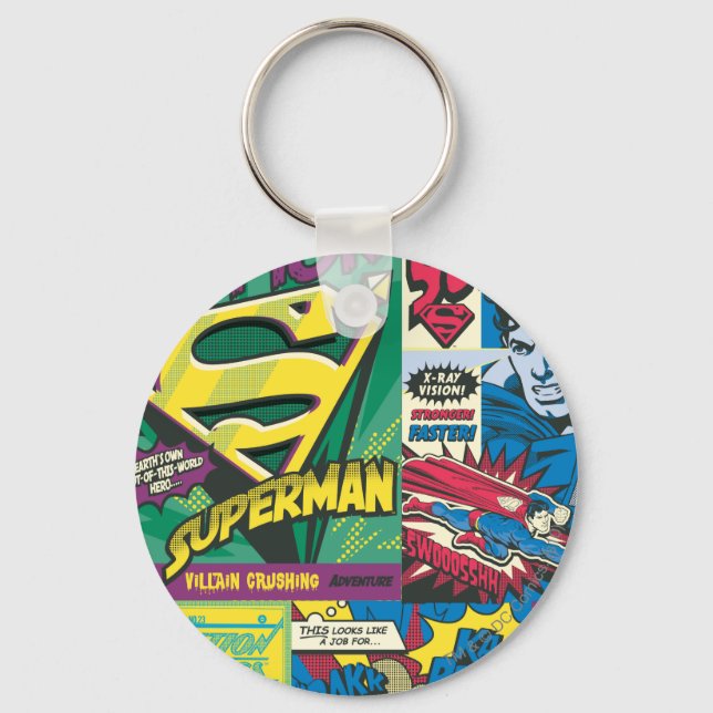 Superman Comic Panels Key Ring (Front)