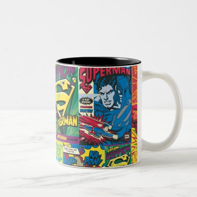 Superman Comic Panels Two-Tone Coffee Mug (Right)